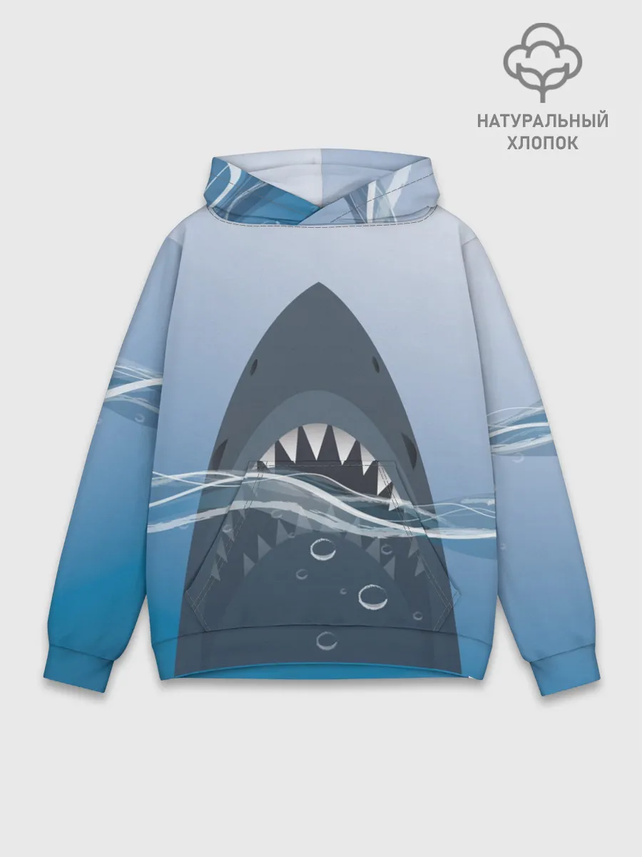Худи мужской база хлопок / Акула под водой