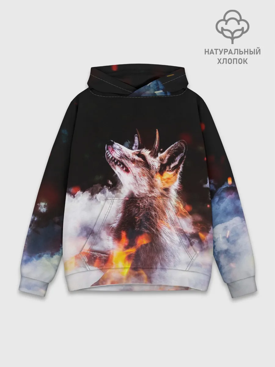 Худи мужской база хлопок / Лиса с рогами