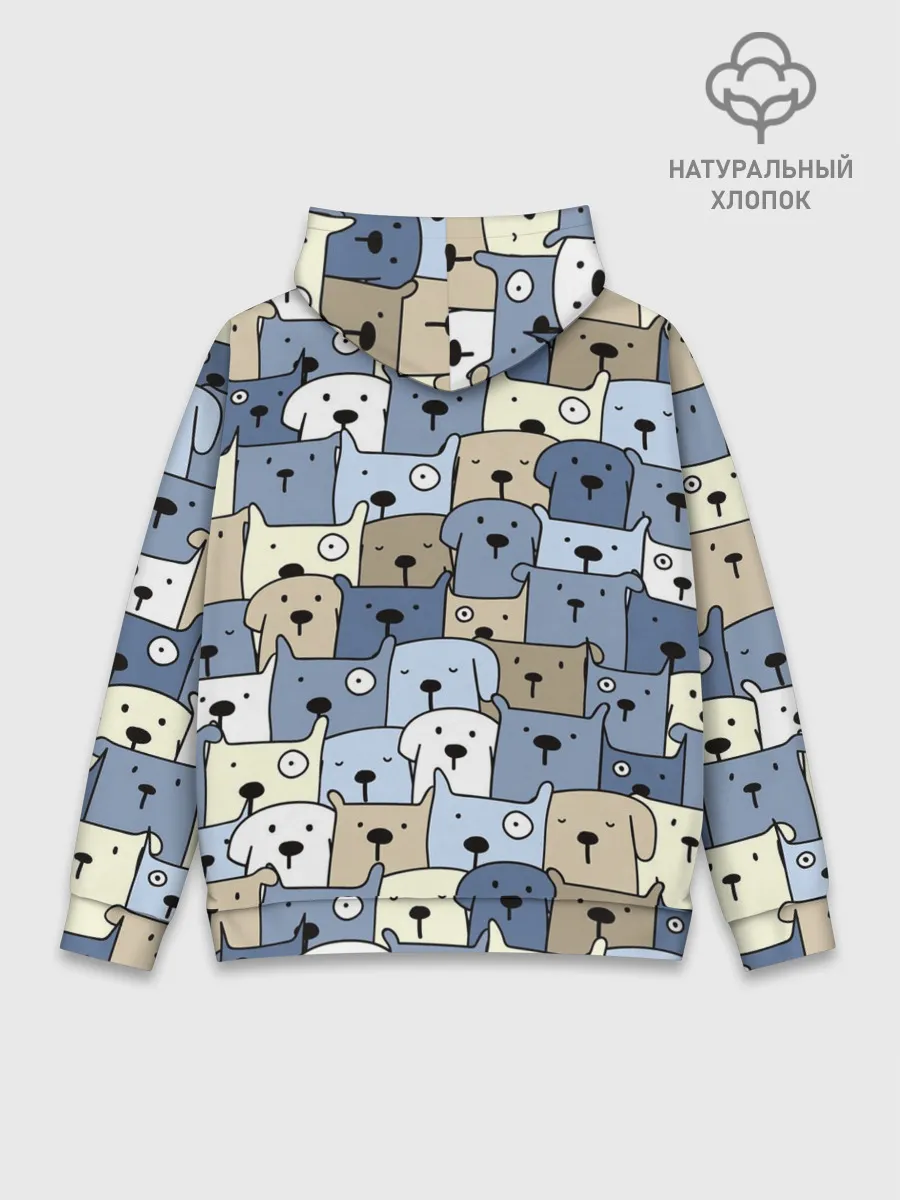 Худи мужской база хлопок / Собачки рисунок паттерном