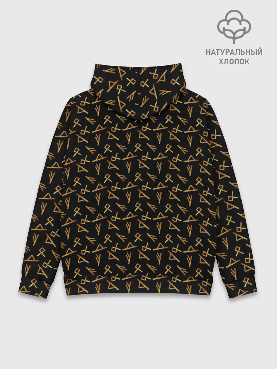 Худи мужской база хлопок / Золотые руны акварелью