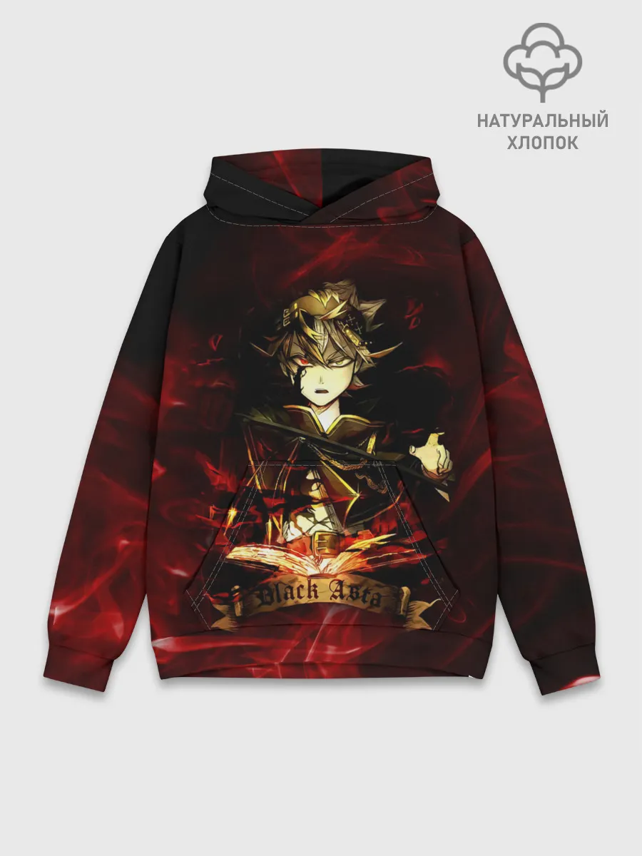 Худи мужской база хлопок / Чёрный Аста красный дым