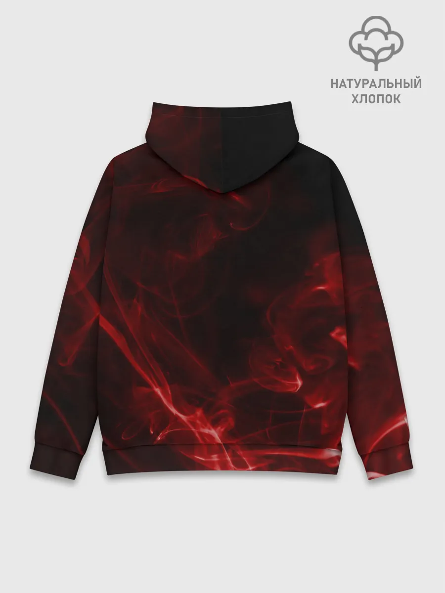 Худи мужской база хлопок / Чёрный Аста красный дым