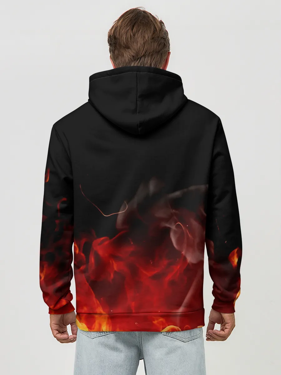 Худи мужской база хлопок / Аста в огне Чёрный клевер