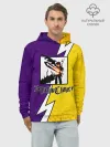 Худи мужской база хлопок / Чёрный Аста фиолетовый/желтый