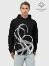 Худи мужской база хлопок / Octopus Black and White
