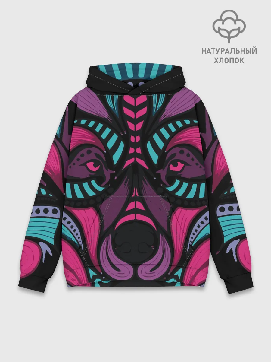 Худи мужской база хлопок / Морда волка