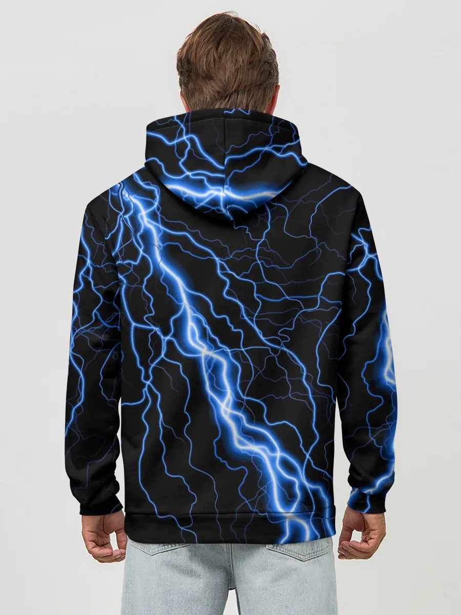 Худи мужской база хлопок / ГОЛУБАЯ МОЛНИЯ / ГРОЗА