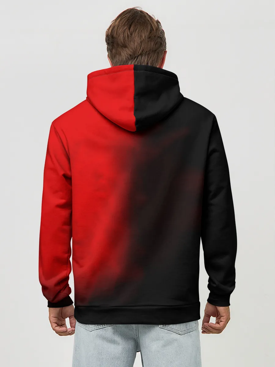 Худи мужской база хлопок / Чёрный Аста красный туман