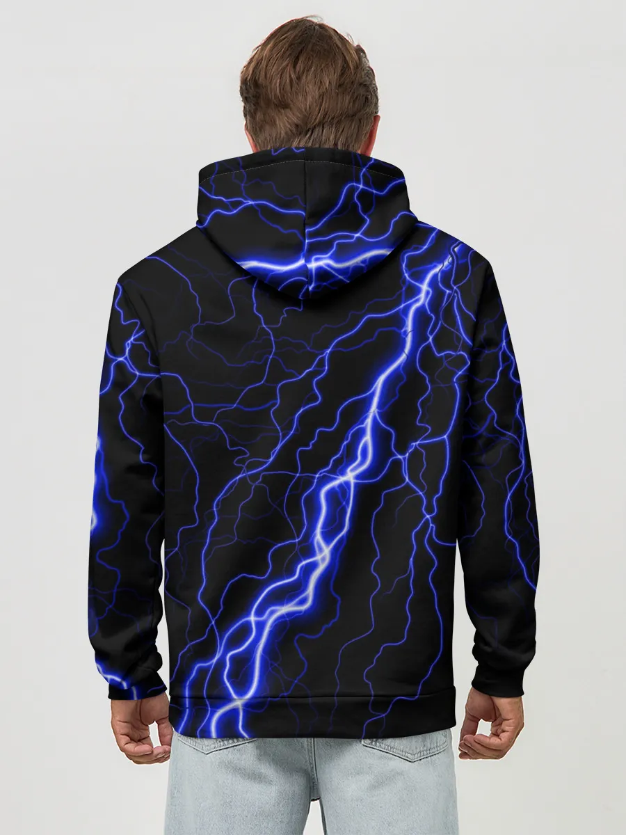 Худи мужской база хлопок / THE WITCHER МОЛНИЯ BLUE