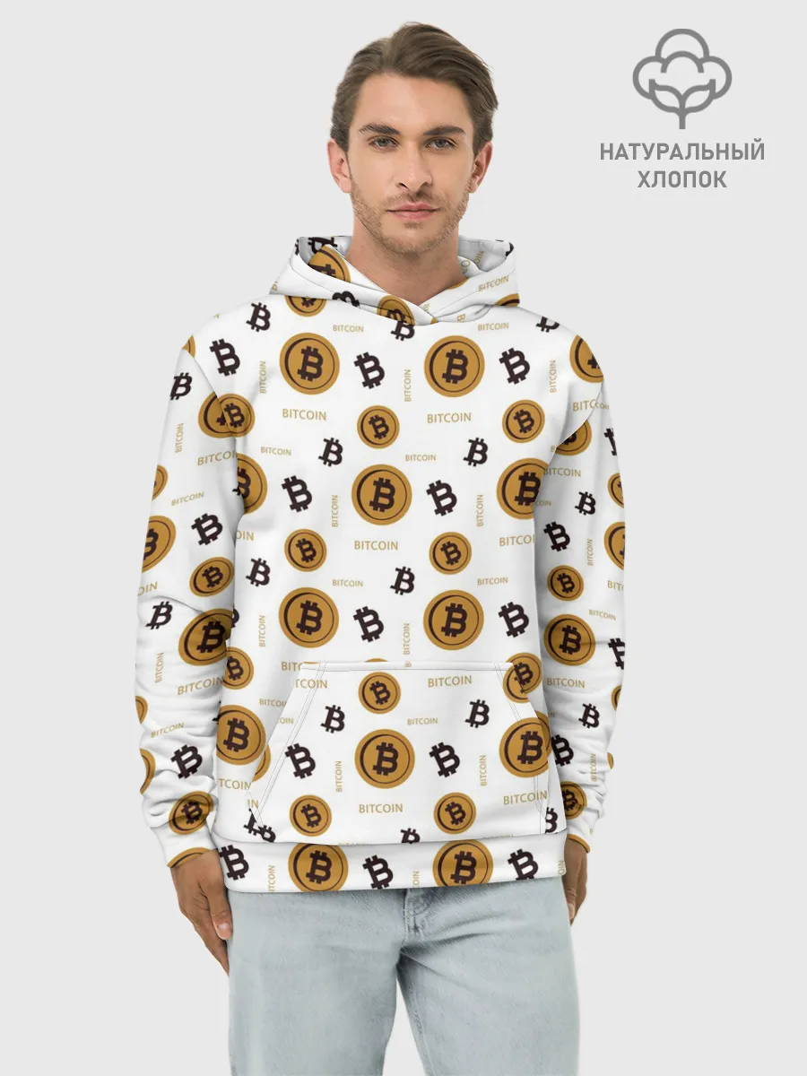 Худи мужской база хлопок / Узор и биткоина | Pattern