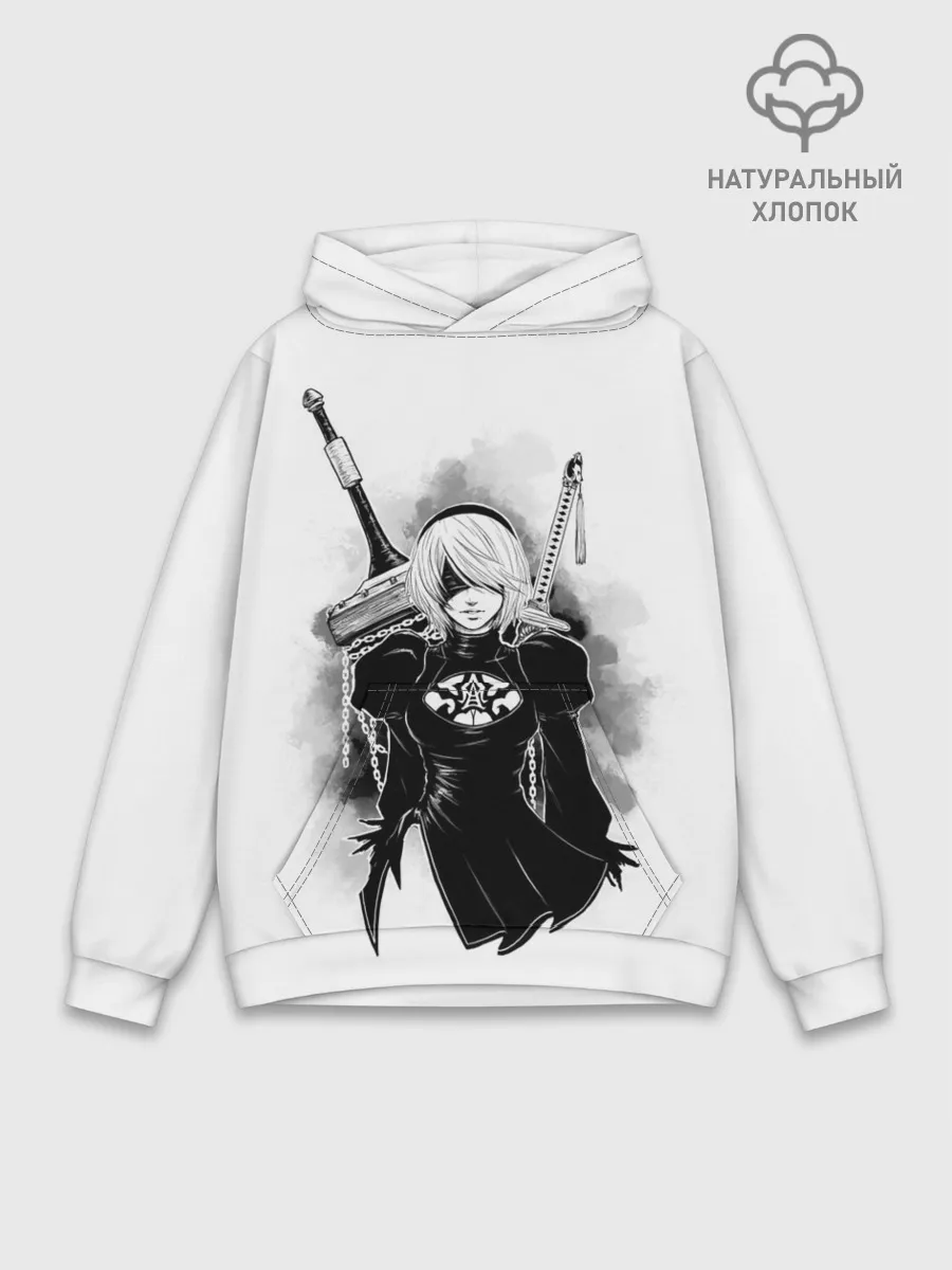 Худи мужской база хлопок / 2B | Nier Automata