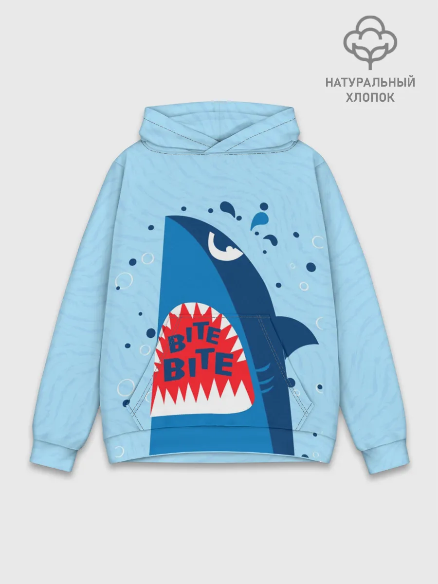 Худи мужской база хлопок / Акула bite