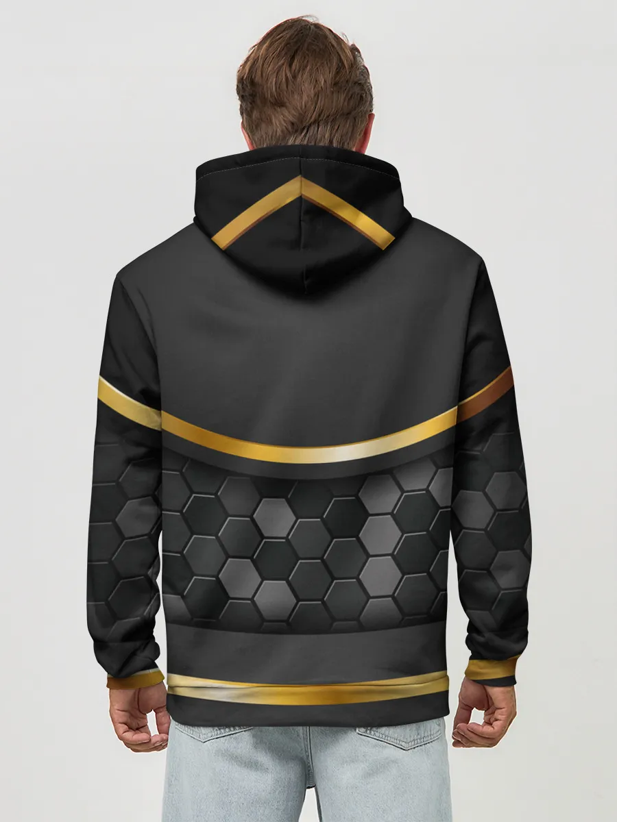 Худи мужской база хлопок / 3D ТЕМНАЯ БРОНЯ С ЗОЛОТОМ