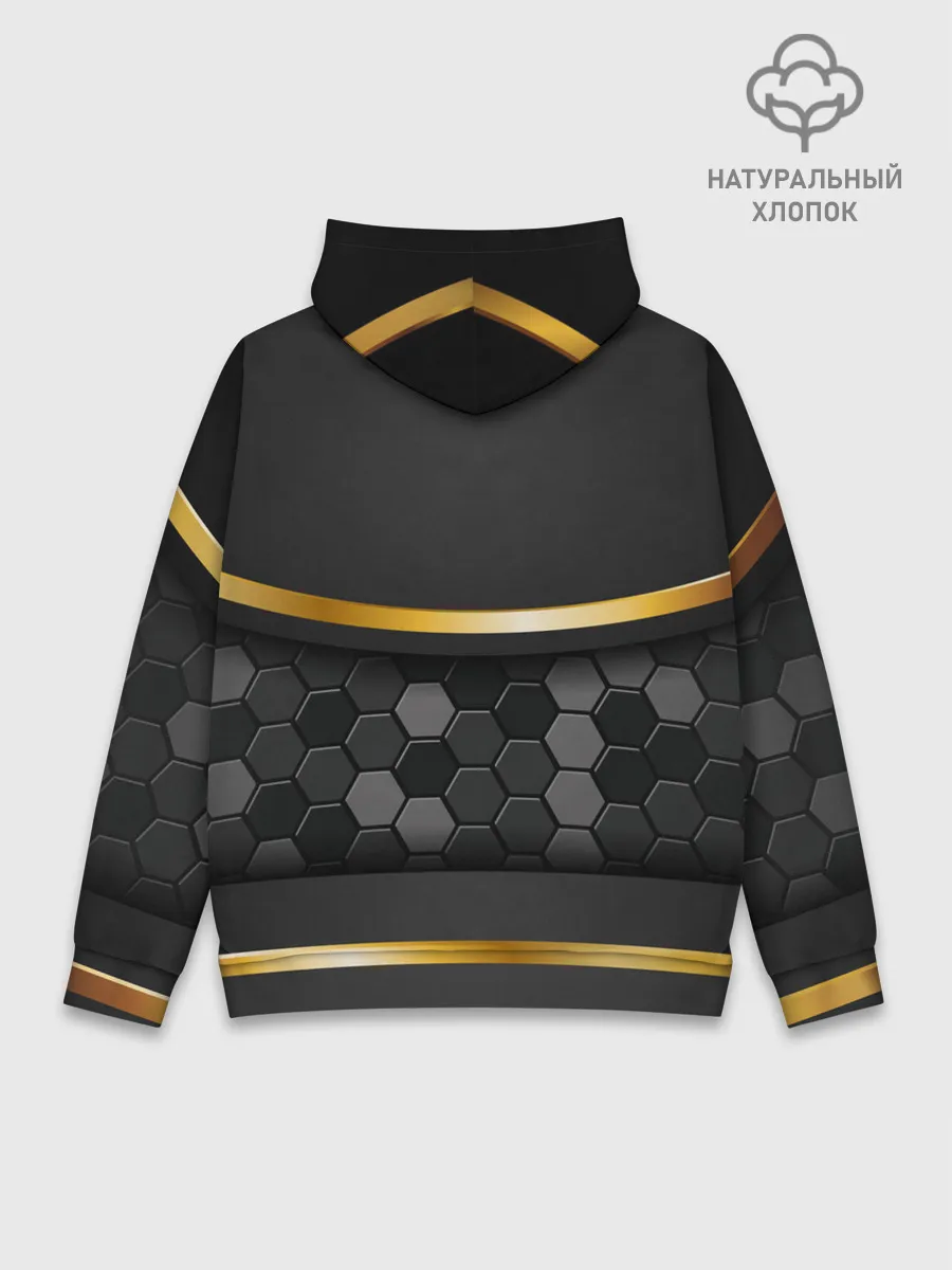 Худи мужской база хлопок / 3D ТЕМНАЯ БРОНЯ С ЗОЛОТОМ