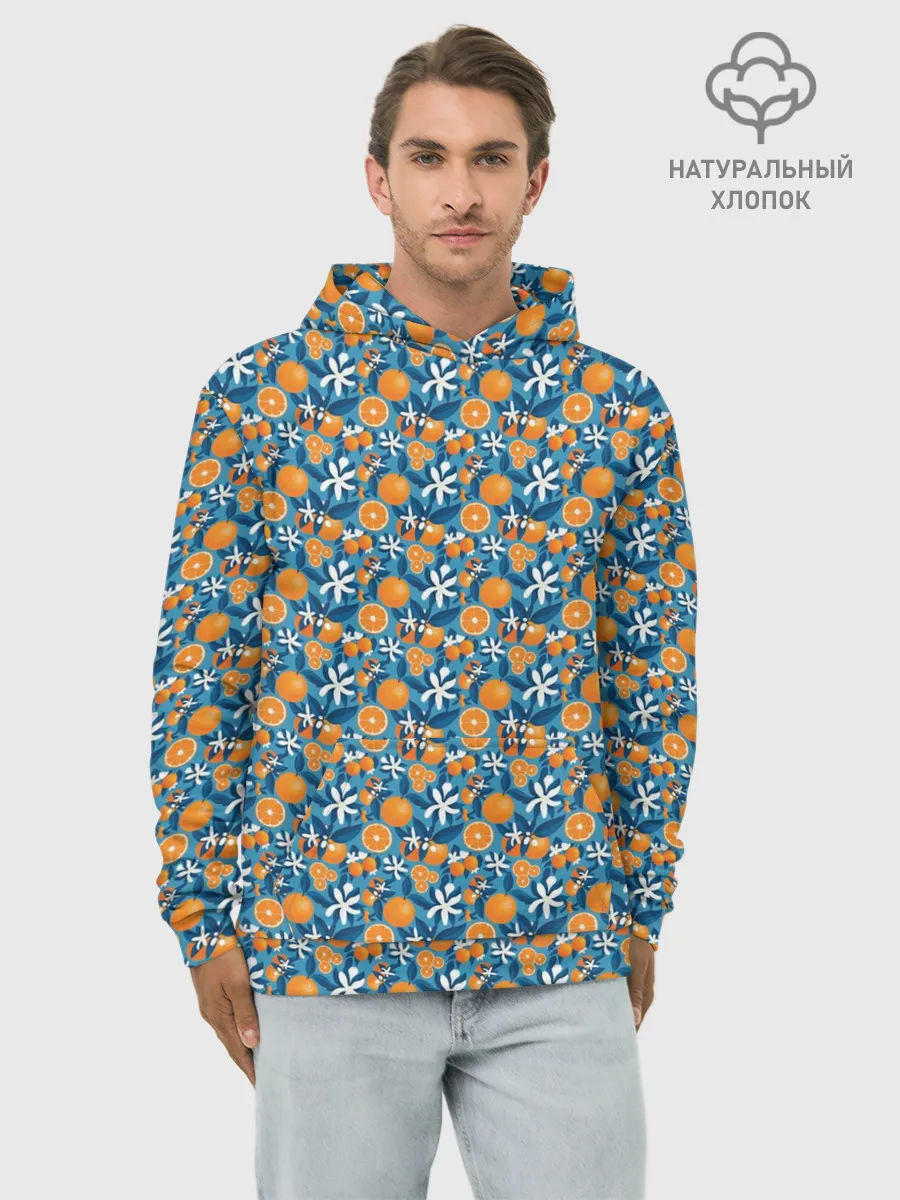 Худи мужской база хлопок / АПЕЛЬСИННЫЙ ПАТТЕРН | ФРУКТЫ