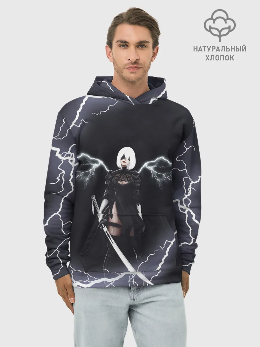 Худи мужской база хлопок / Nier Automata | 2b Light