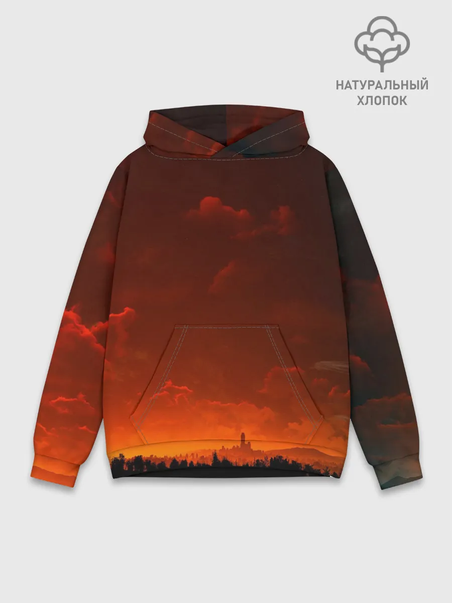 Худи мужской база хлопок / Кровавый закат