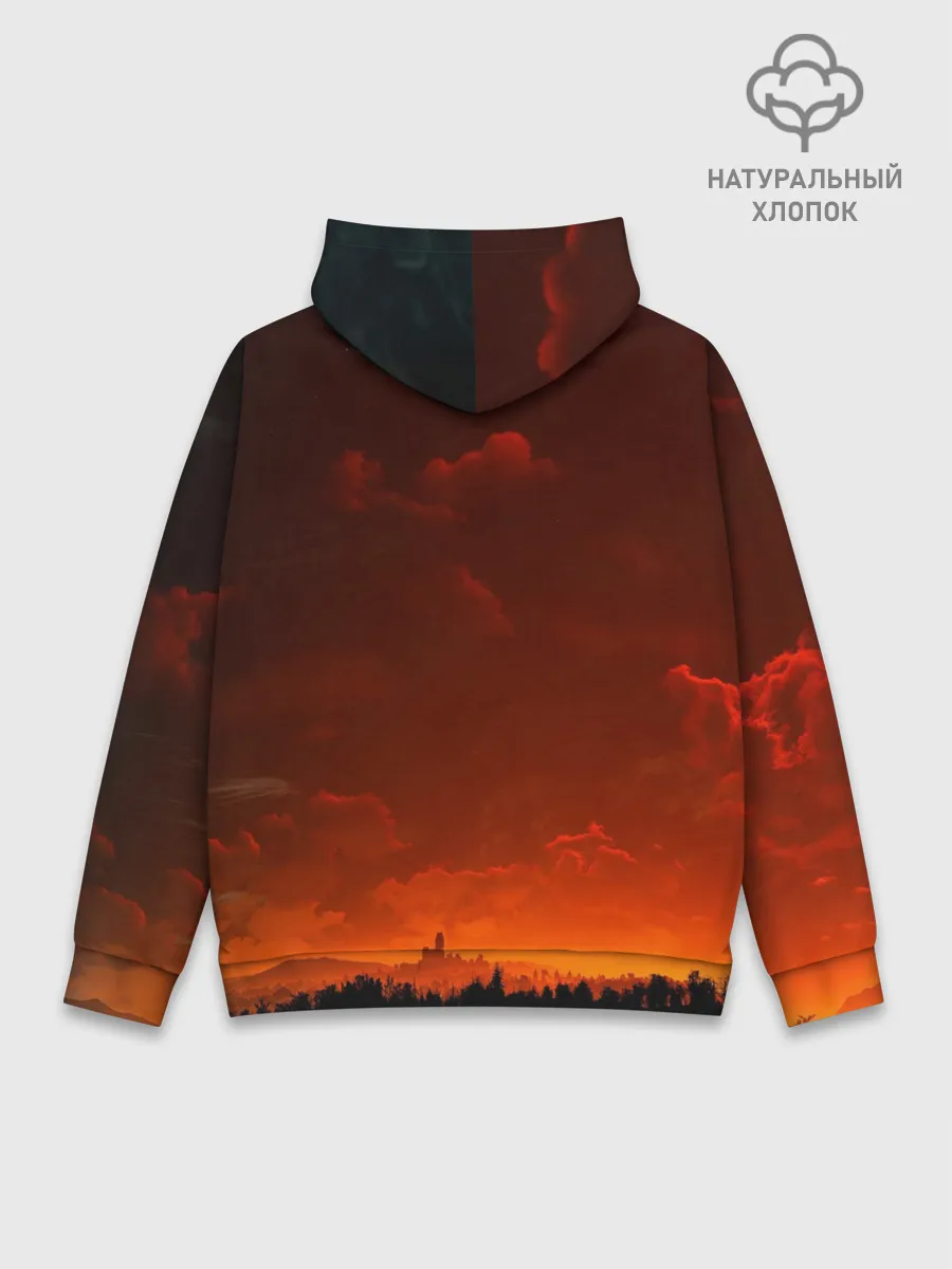 Худи мужской база хлопок / Кровавый закат