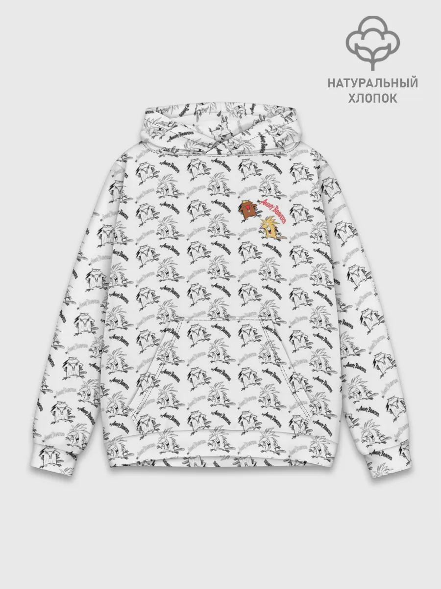 Худи мужской база хлопок / Крутые бобры паттерн