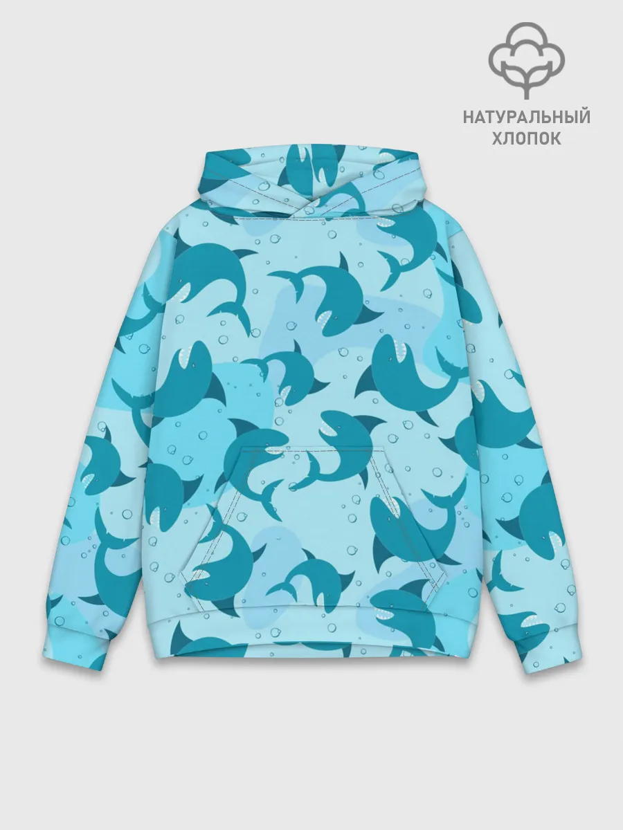 Худи мужской база хлопок / Акулы