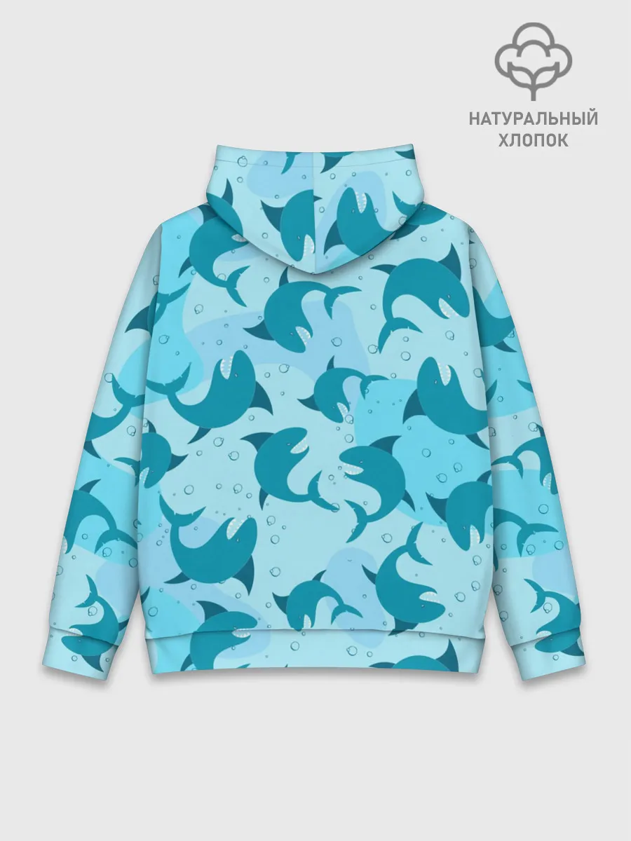 Худи мужской база хлопок / Акулы