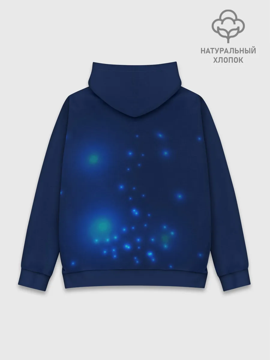 Худи мужской база хлопок / Медуза на синем
