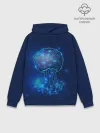 Худи мужской база хлопок / Медуза на синем