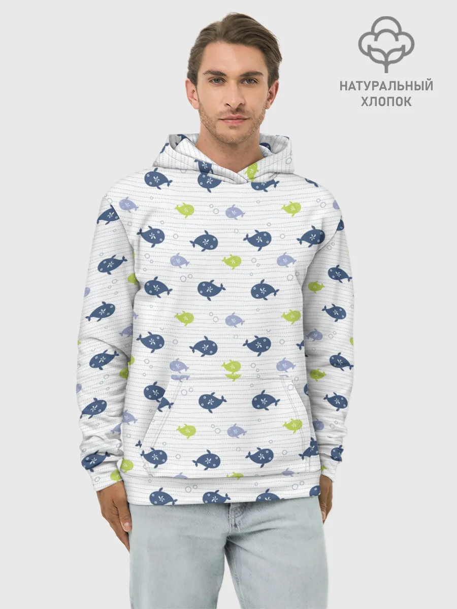 Худи мужской база хлопок / Рыбы