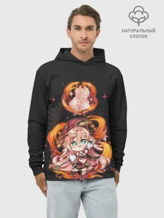 Худи мужской база хлопок / Chibi Yanfei GI