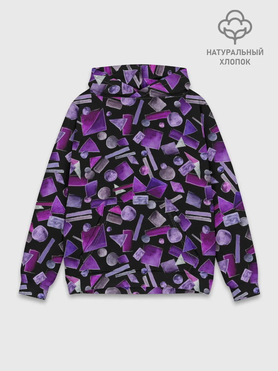 Худи мужской база хлопок / Геометрический фиолетовый