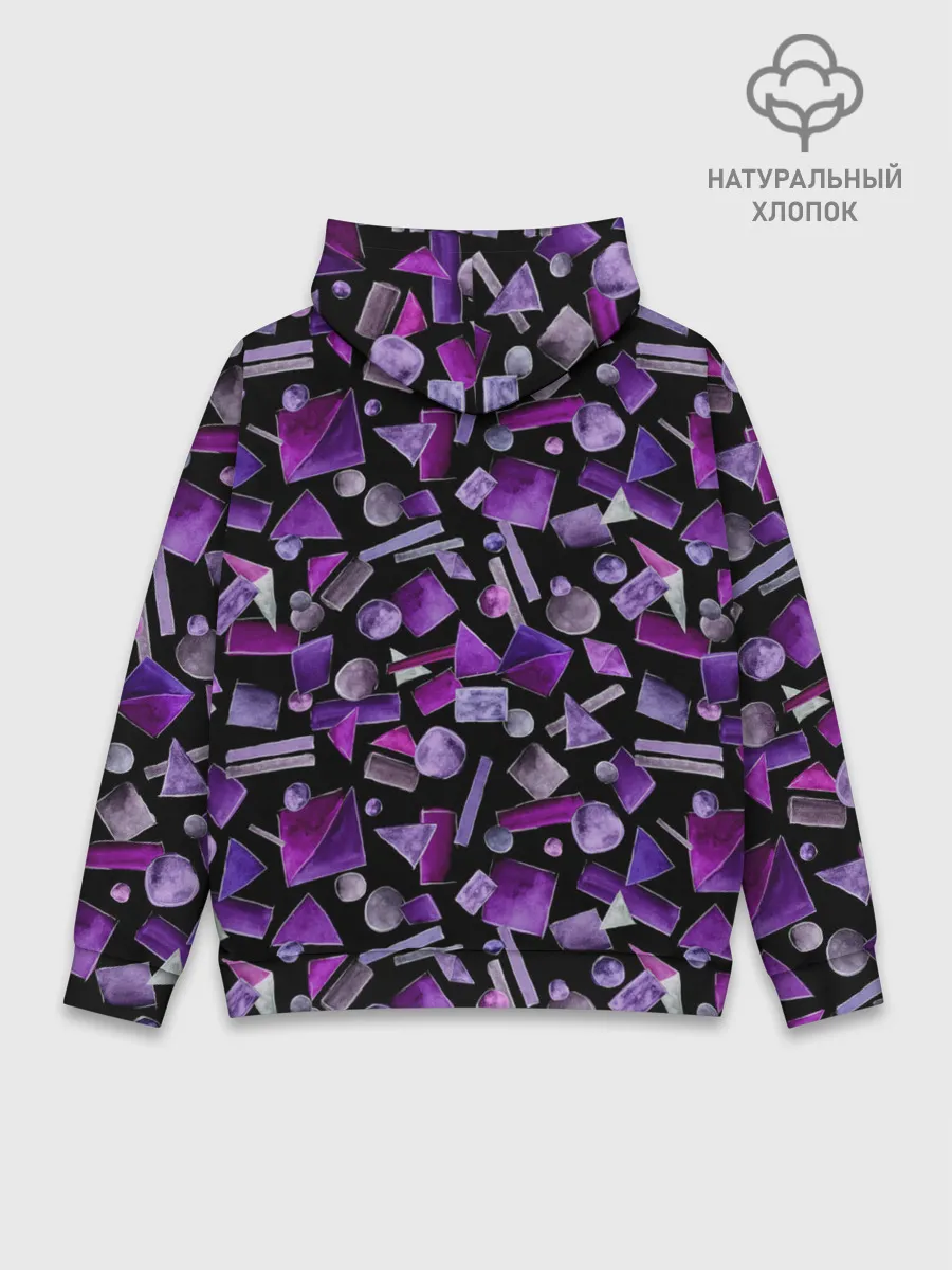 Худи мужской база хлопок / Геометрический фиолетовый
