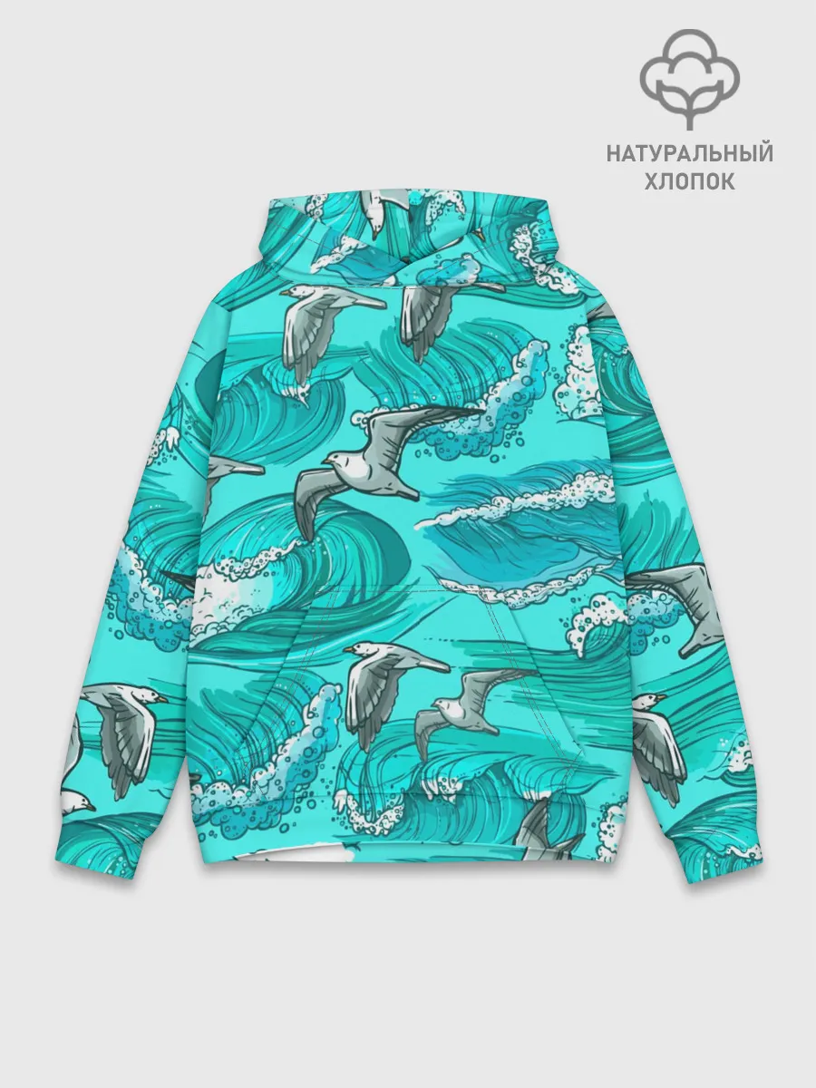 Худи мужской база хлопок / Чайки в море