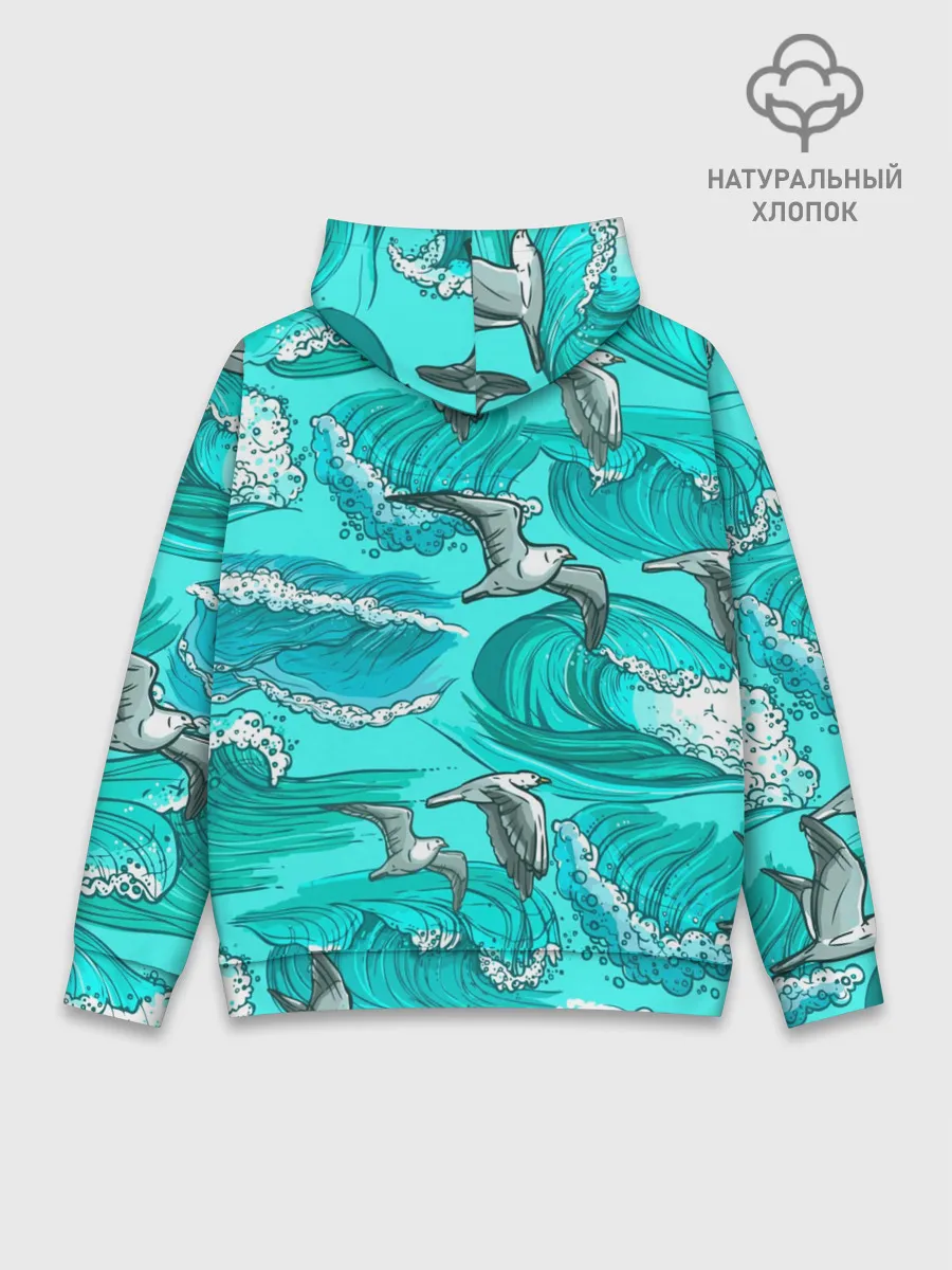 Худи мужской база хлопок / Чайки в море