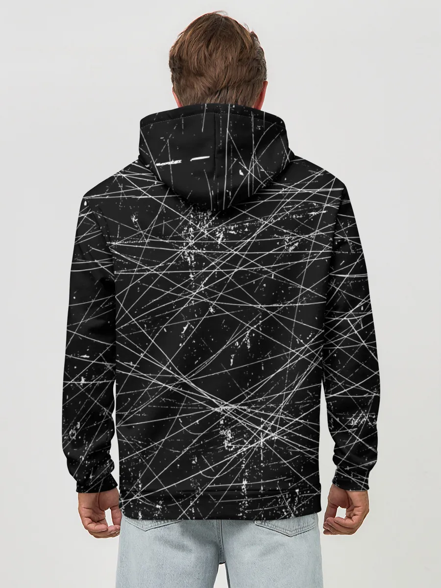 Худи мужской база хлопок / ГРАНЖ / GRUNGE Ч/Б