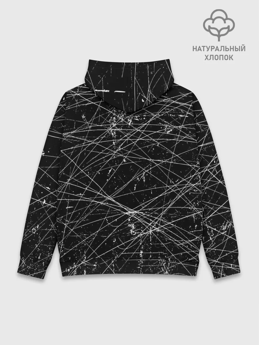 Худи мужской база хлопок / ГРАНЖ / GRUNGE Ч/Б