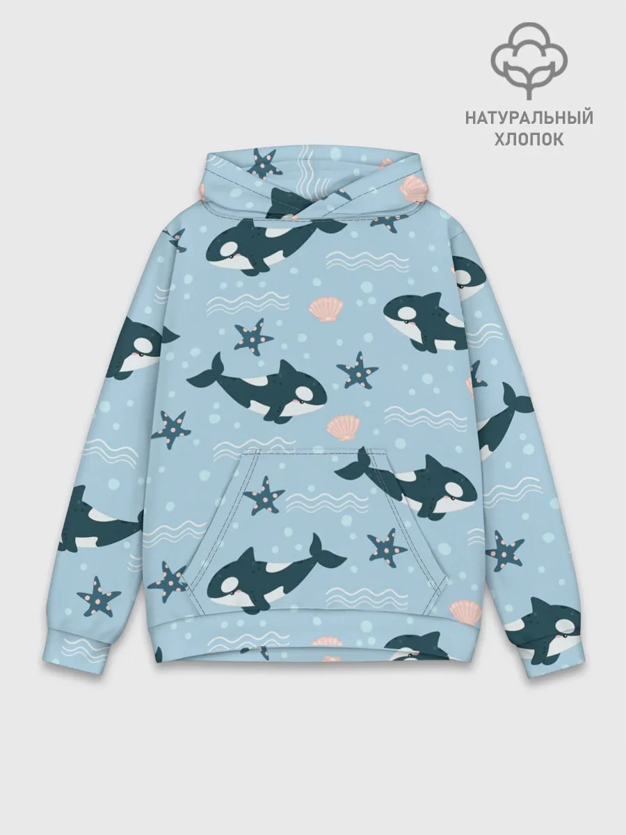 Худи мужской база хлопок / Косатки киты