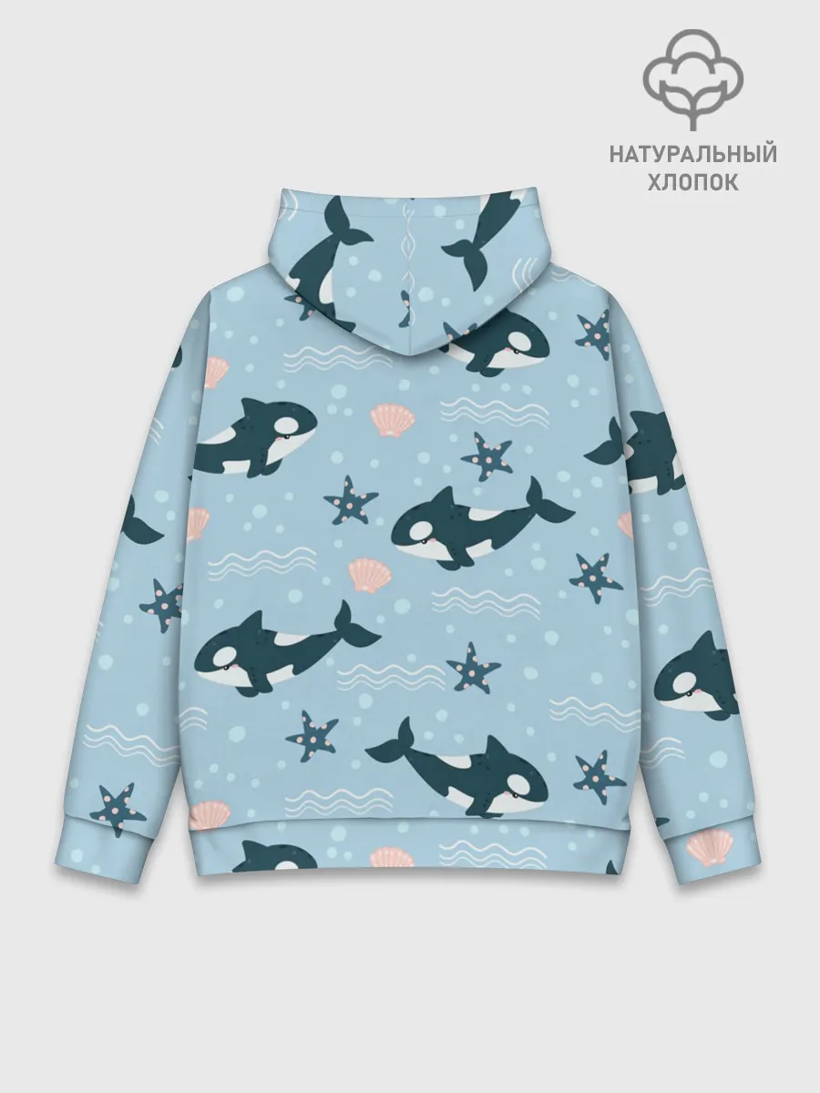 Худи мужской база хлопок / Косатки киты
