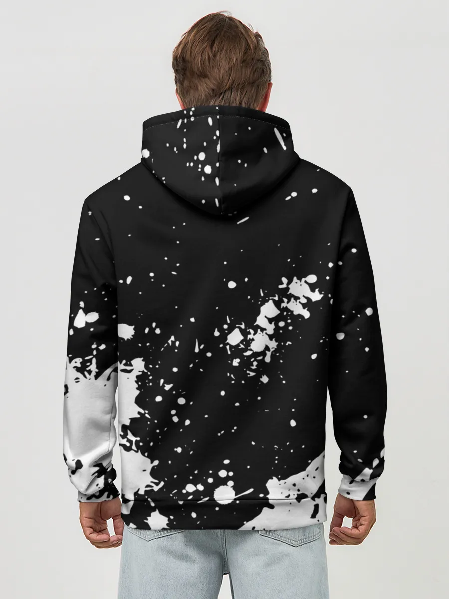 Худи мужской база хлопок / Fly High Haikyu!! черно - белый