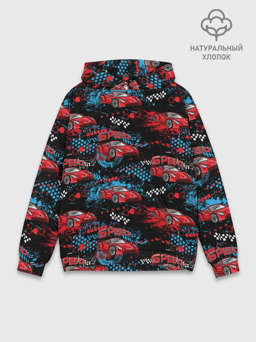 Худи мужской база хлопок / Гоночная машинка