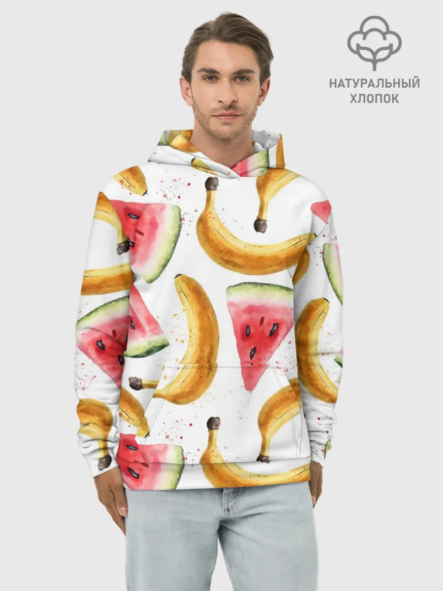 Худи мужской база хлопок / Летний фреш арбуз банан