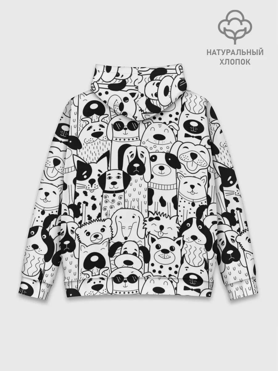 Худи мужской база хлопок / Собаки черно-белое