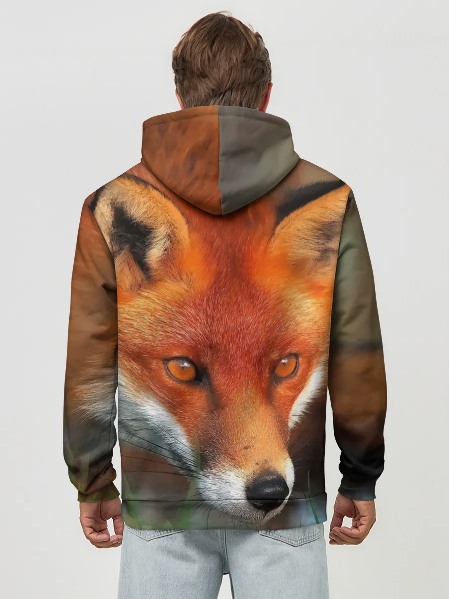 Худи мужской база хлопок / Лисица охотница