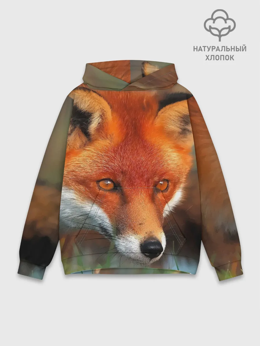 Худи мужской база хлопок / Лисица охотница