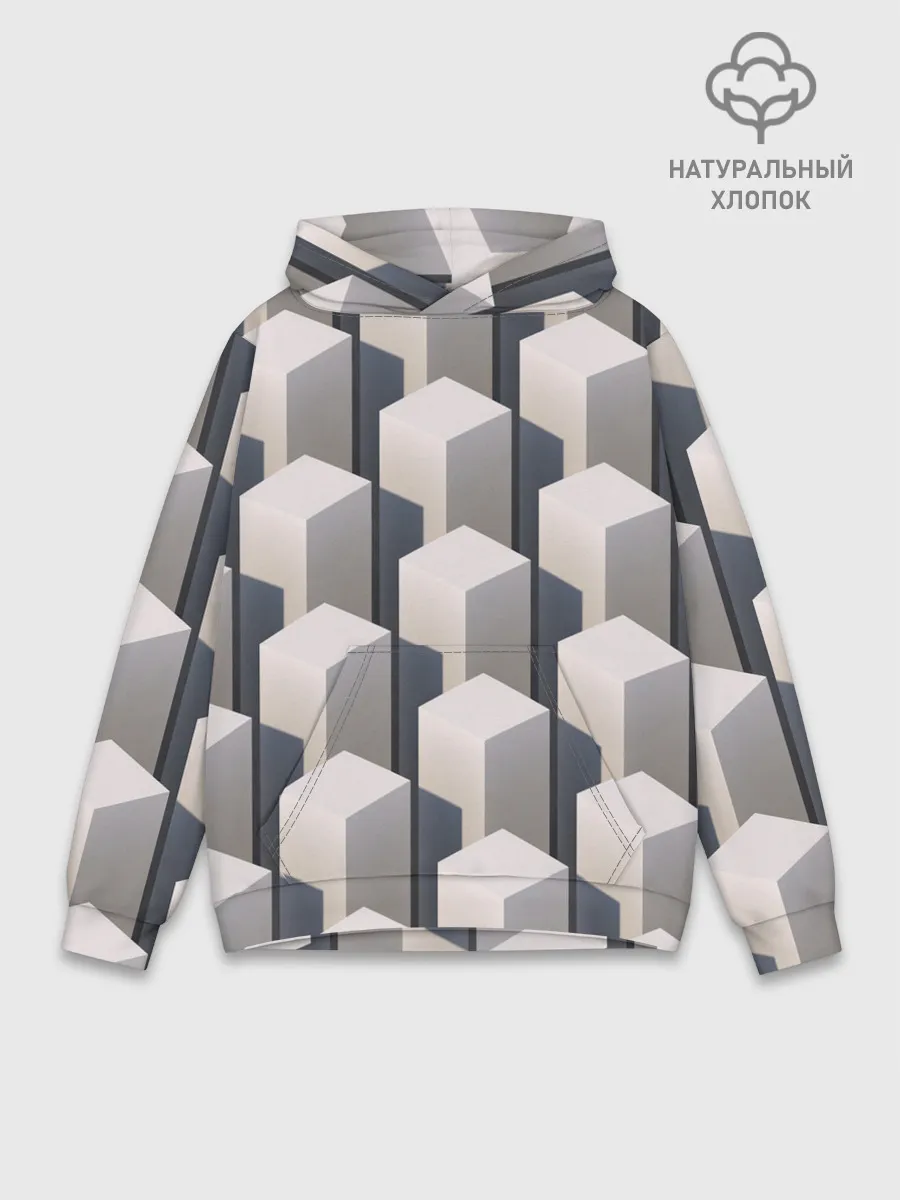 Худи мужской база хлопок / ГрафиЧеские Кубы