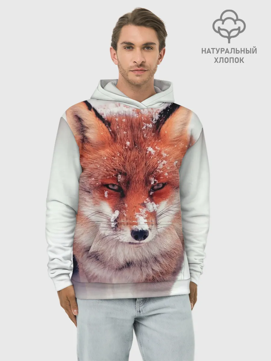 Худи мужской база хлопок / Лисица и снег
