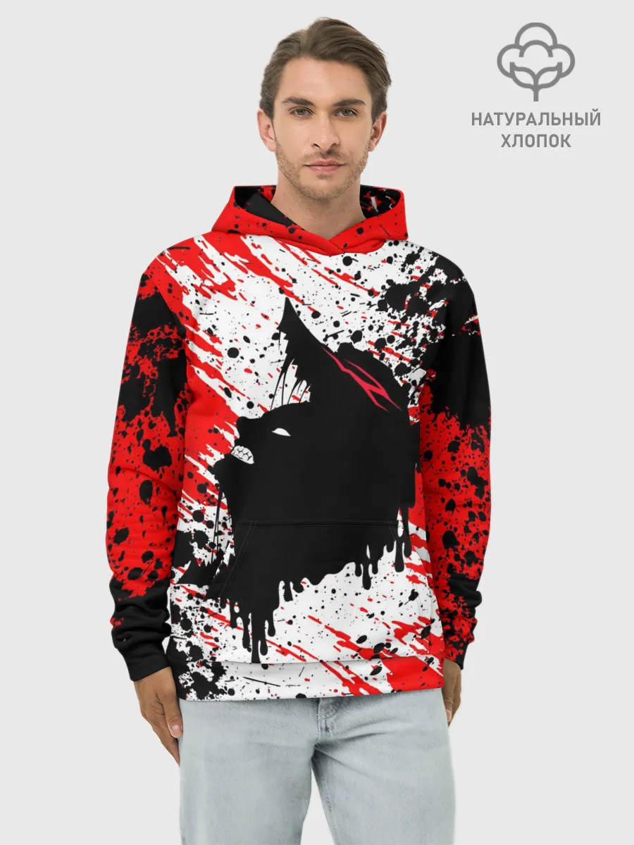 Худи мужской база хлопок / БЕРСЕРК краска брызги