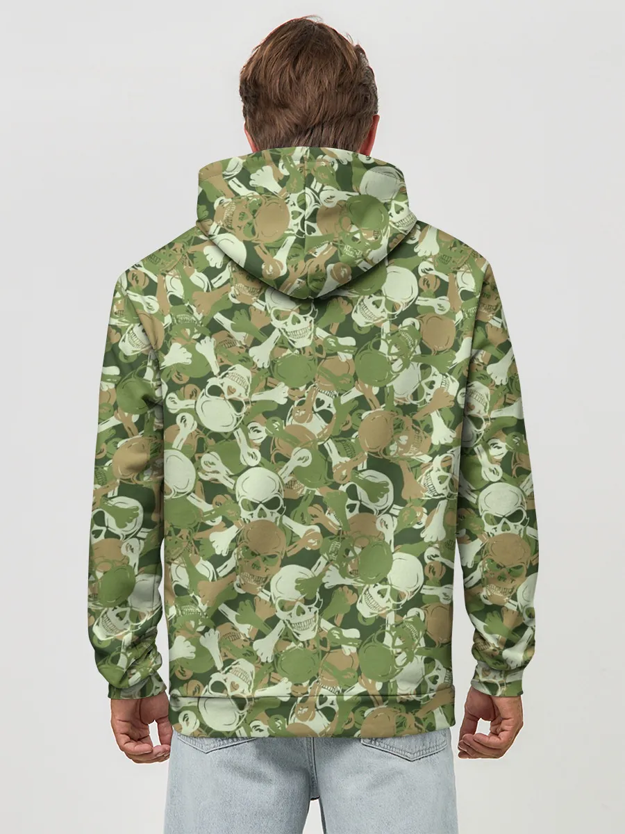 Худи мужской база хлопок / Камуфляж из черепов