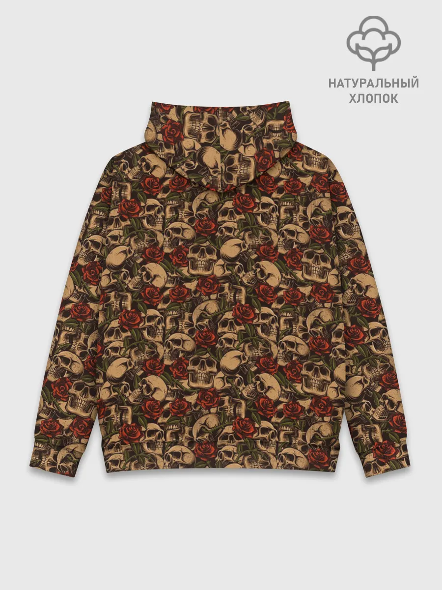 Худи мужской база хлопок / Черепа в Розах
