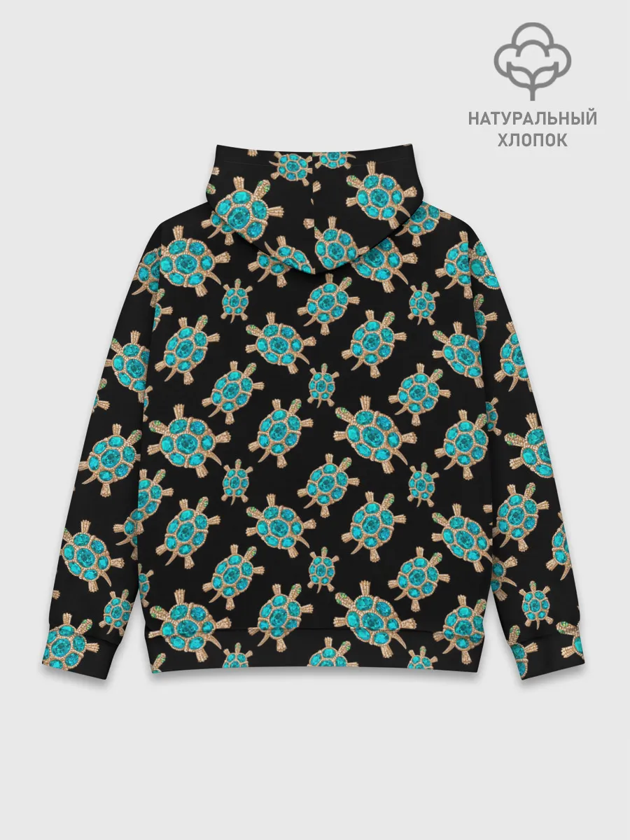 Худи мужской база хлопок / Бирюзовые черепашки брошка