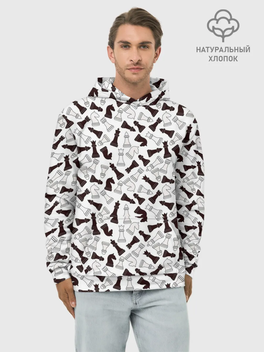 Худи мужской база хлопок / Шахматные Фигуры